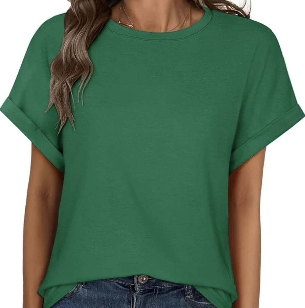 NEW Everyday Roll-Cuff Crewneck Tee - Green